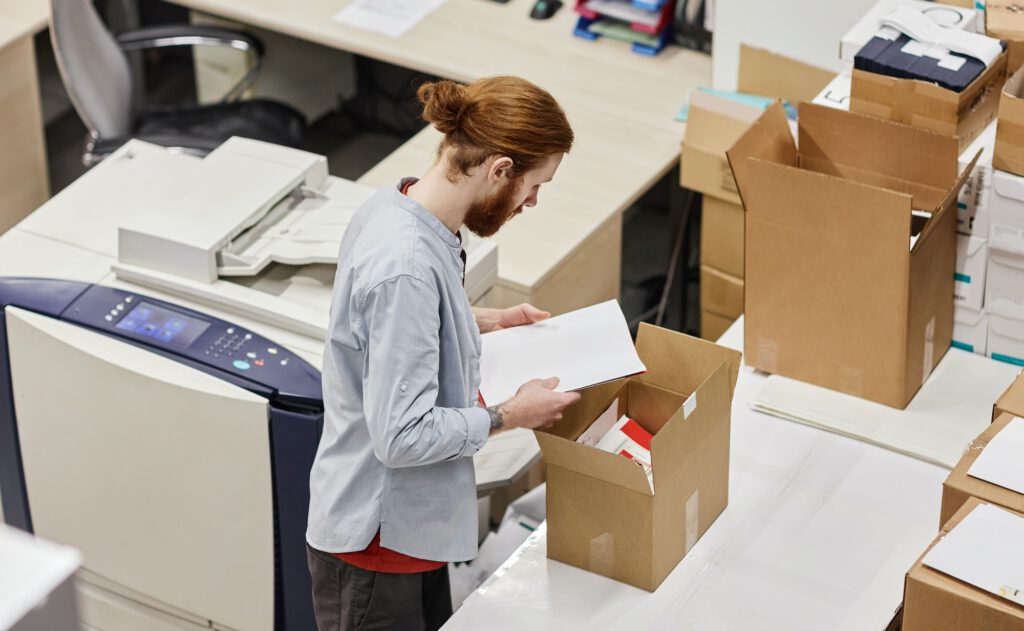 Packing Boxes at Print Factory